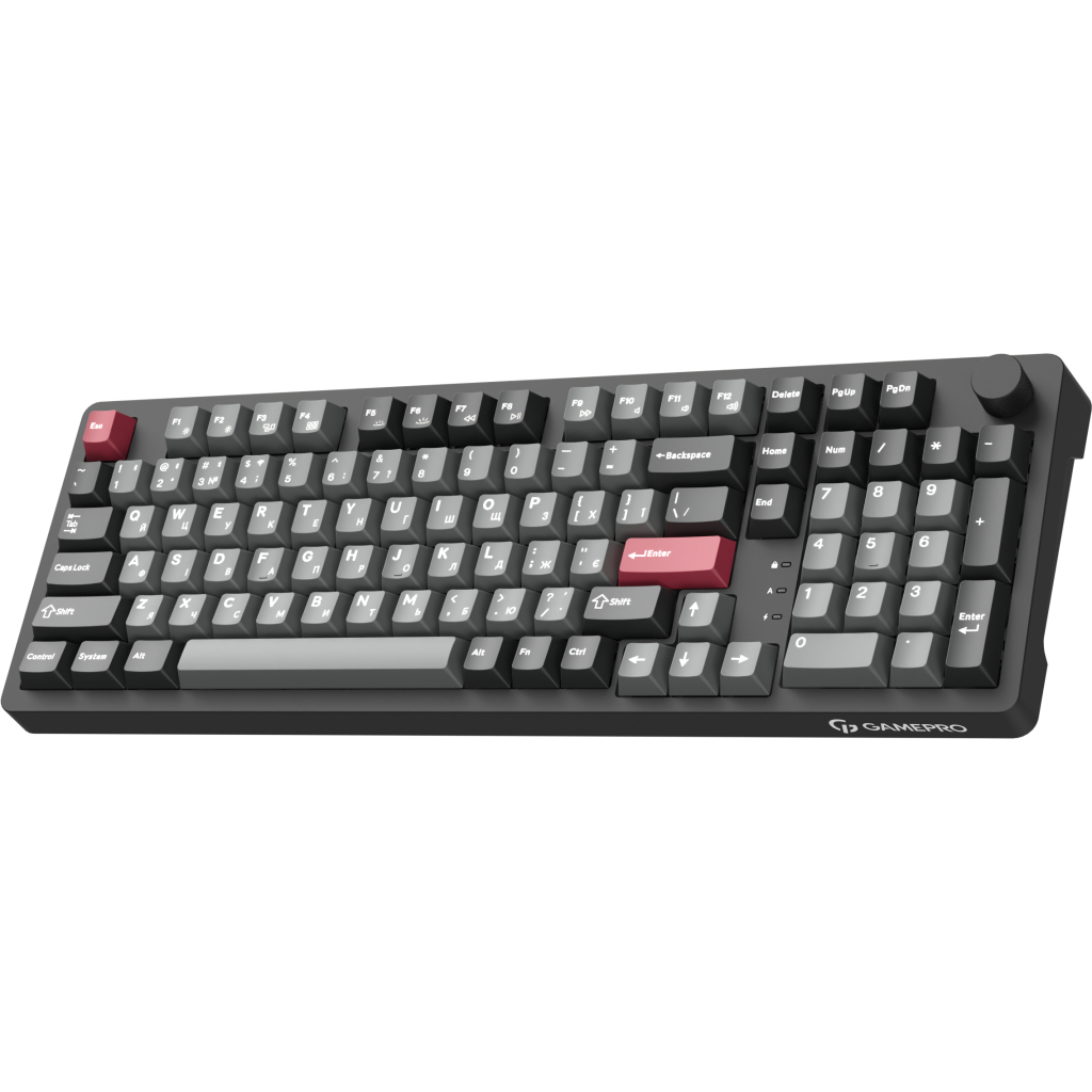 Клавіатура GamePro Asgard Drakkar Keychron Super Red Switch Wireless/Bluetooth/USB UA Black (MK305BK)