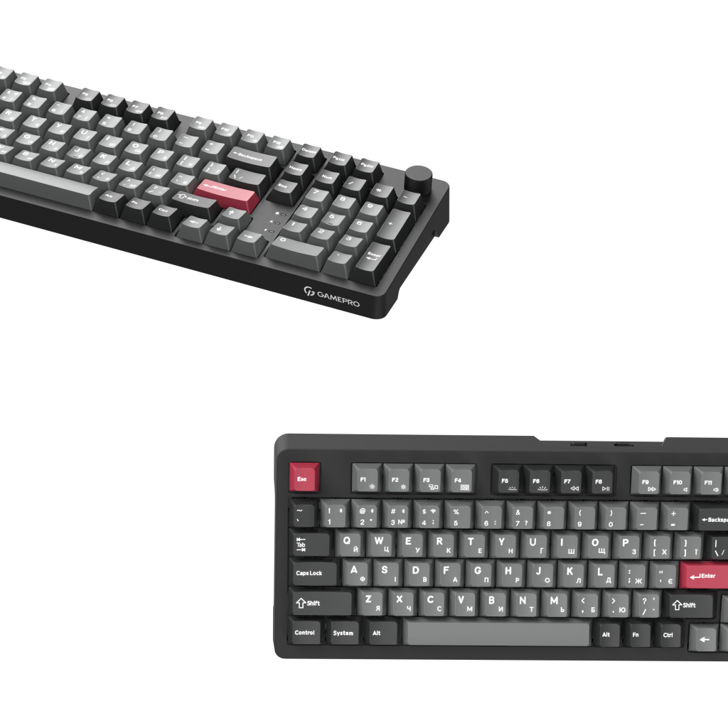Клавіатура GamePro Asgard Drakkar Keychron Super Red Switch Wireless/Bluetooth/USB UA Black (MK305BK)