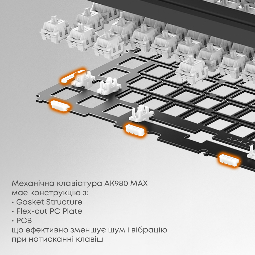Клавіатура Ajazz AK980 MAX Magnetic Switch USB UA Black/Grey/Yellow (AK980-MAX-M-BGY)