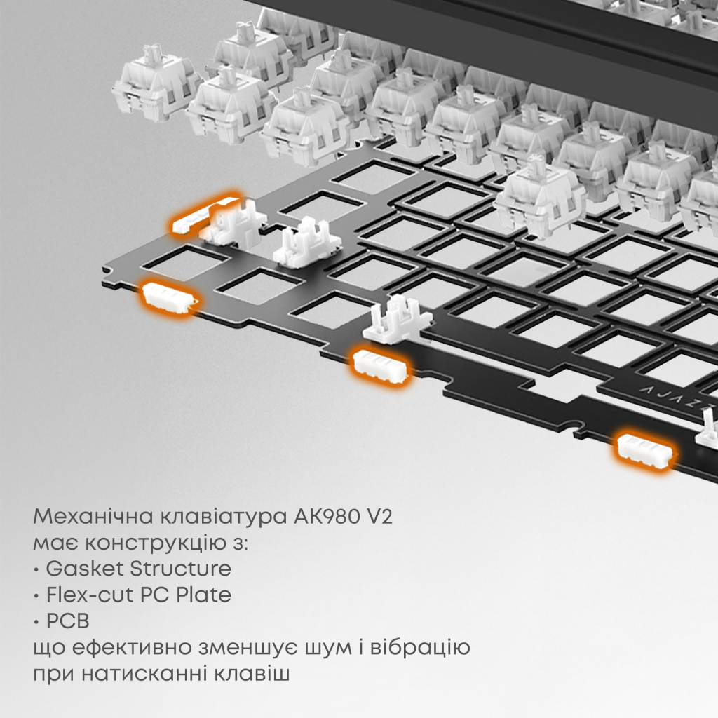 Клавіатура Ajazz AK980 V2 Gift Switch V2 Wireless/Bluetooth/USB UA White/Blue (AK980-V2-G-PWB)