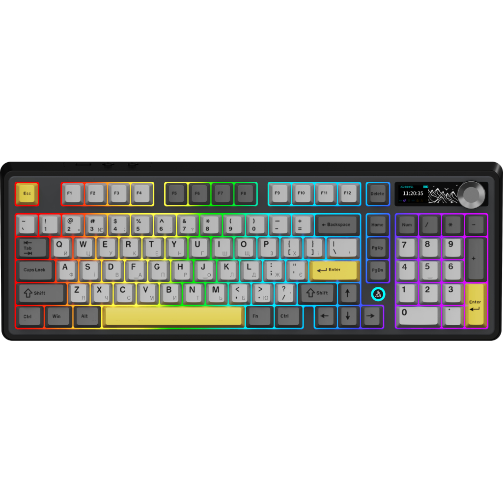 Клавіатура Ajazz AK980 V2 Gift Switch V2 Wireless/Bluetooth/USB UA Black/Grey/Yellow (AK980-V2-G-BGY)