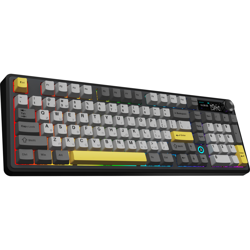 Клавіатура Ajazz AK980 V2 Gift Switch V2 Wireless/Bluetooth/USB UA Black/Grey/Yellow (AK980-V2-G-BGY)