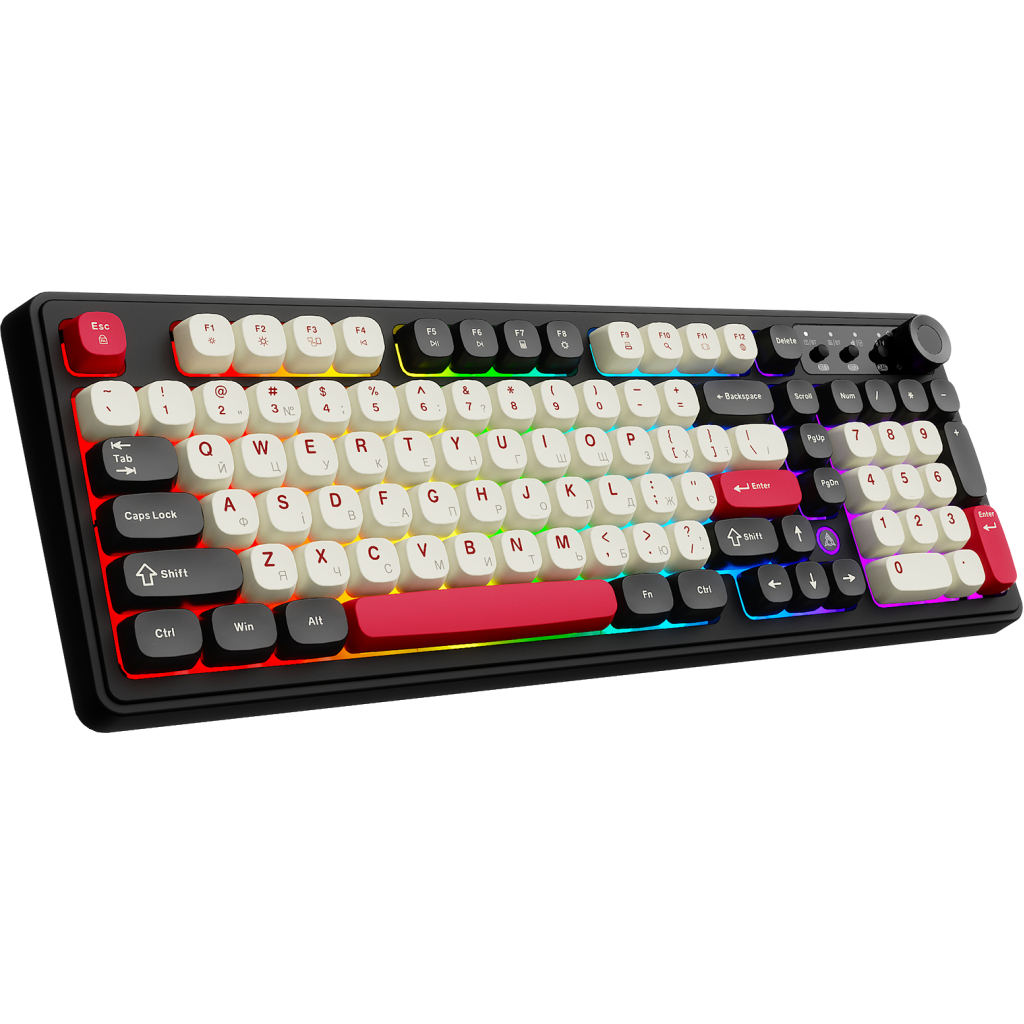Клавіатура Ajazz AF98 Plus Wireless/Bluetooth/USB UA Black/White/Red (AF98-PLUS-BSR)