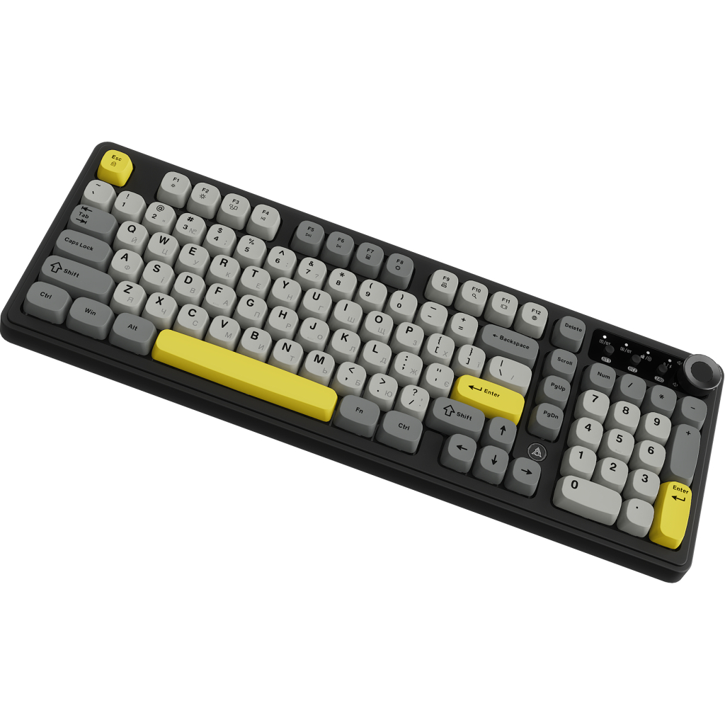 Клавіатура Ajazz AF98 Plus Wireless/Bluetooth/USB UA Black/Grey/Yellow (AF98-PLUS-BGY)