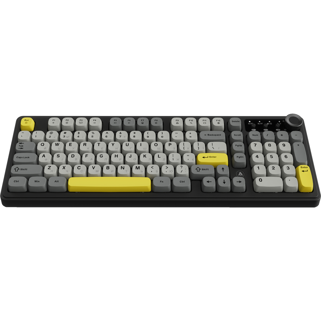 Клавіатура Ajazz AF98 Plus Wireless/Bluetooth/USB UA Black/Grey/Yellow (AF98-PLUS-BGY)