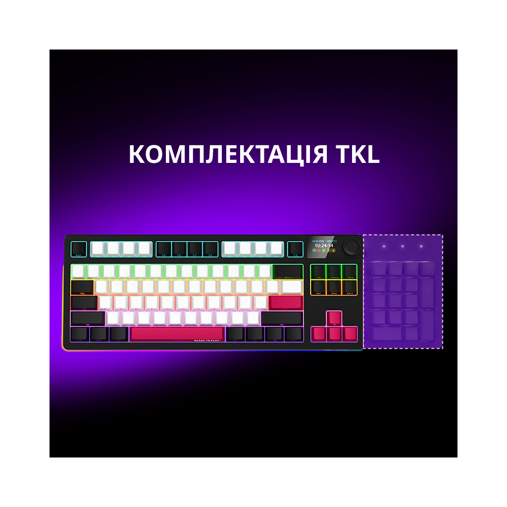 Клавіатура Lorgar KBP70TKLW Wireless TKL Mechanical Pro UA Black/Red (LRG-KBP70TKLW-BK-US)