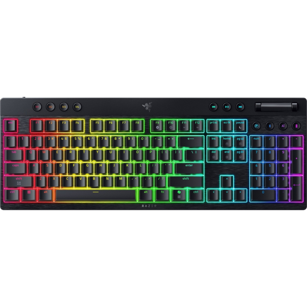 Клавіатура Razer BlackWidow V4 Low-Profile Wireless/Bluetooth/USB Green switch UA Black (RZ03-05270100-R3M1)