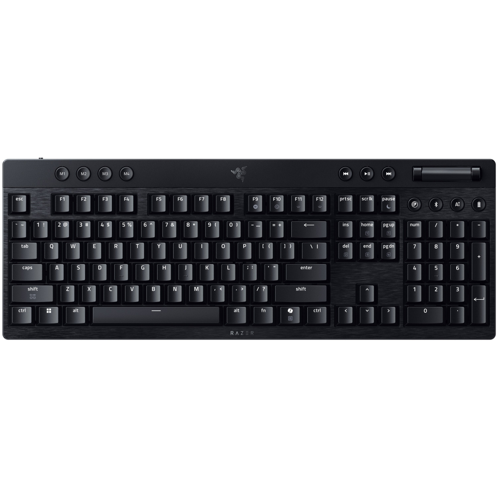 Клавіатура Razer BlackWidow V4 Low-Profile Wireless/Bluetooth/USB Green switch UA Black (RZ03-05270100-R3M1)