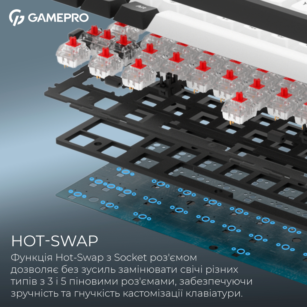 Клавіатура GamePro Asgard Valhalla MK210B Pro 65 RGB Wireless/Bluetooth/USB Black (MK210B Pro)