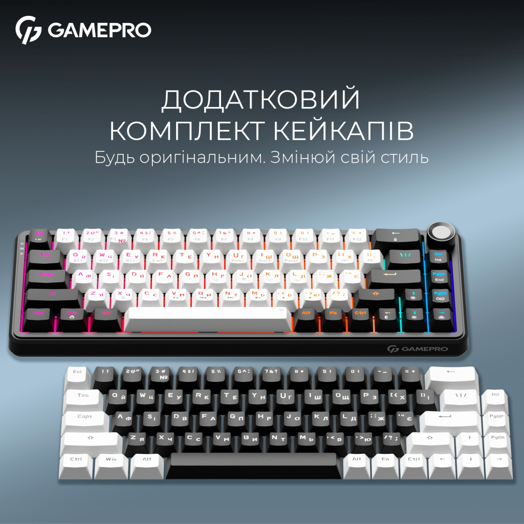 Клавіатура GamePro Asgard Valhalla MK210B Pro 65 RGB Wireless/Bluetooth/USB Black (MK210B Pro)