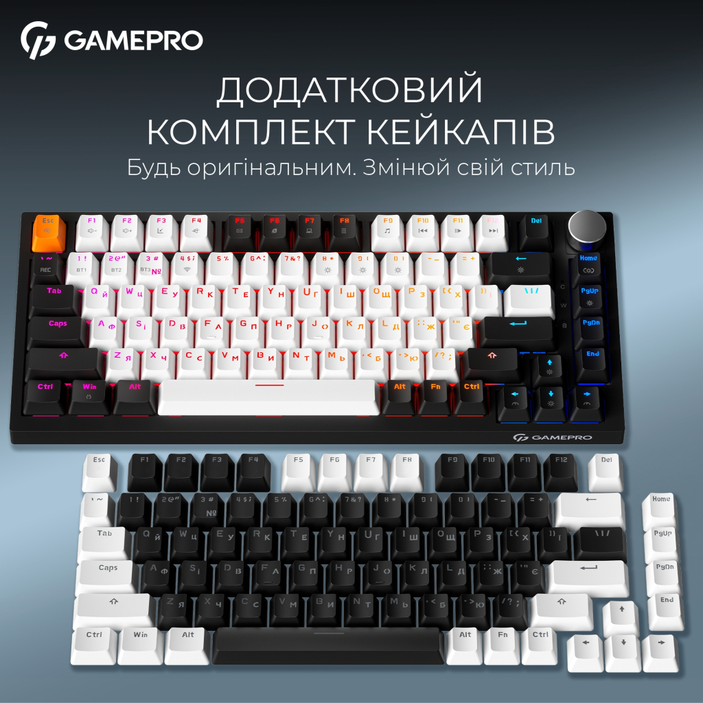 Клавіатура GamePro Asgard Valhalla MK160B Pro 75 RGB Wireless/Bluetooth/USB Black (MK160B Pro)