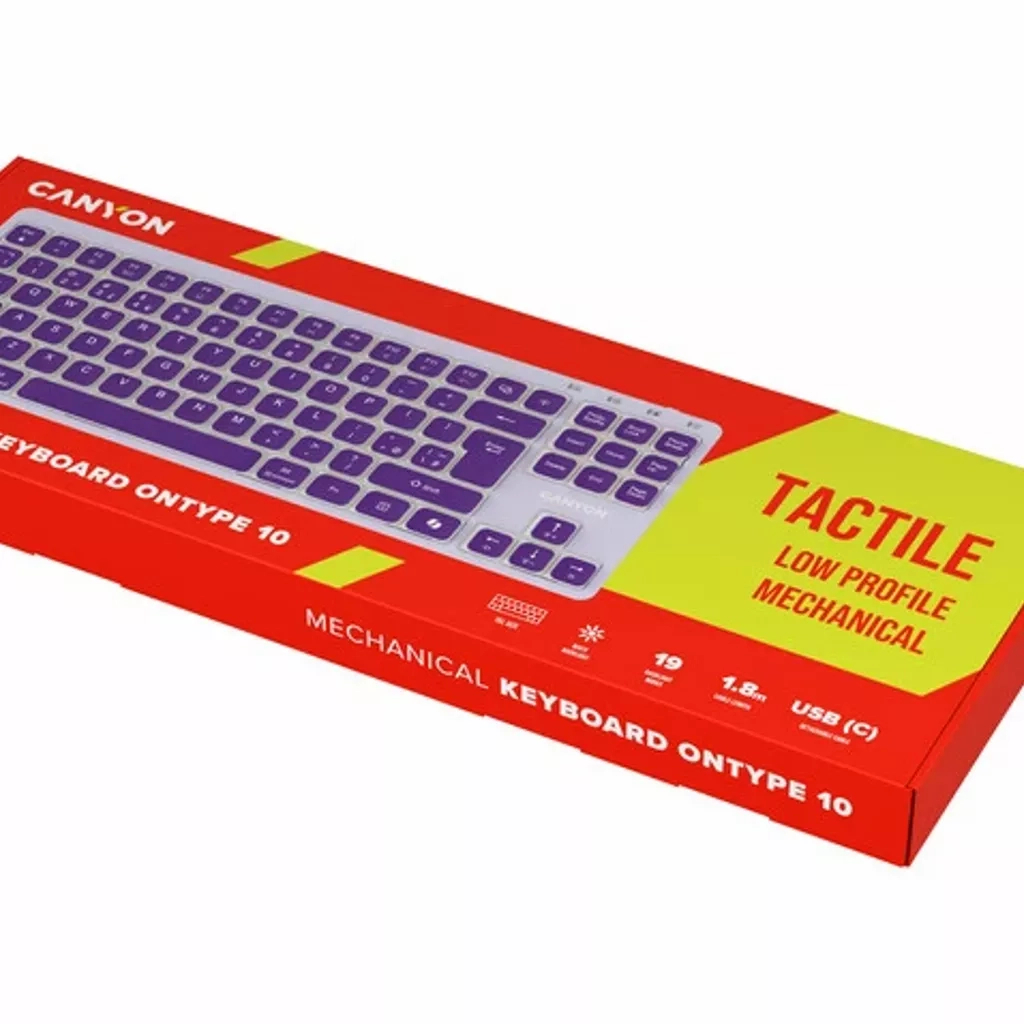 Клавіатура Canyon OnType 10 TKL Mechanical Silent Low-profile USB UA Violet (CNS-HKB10V)