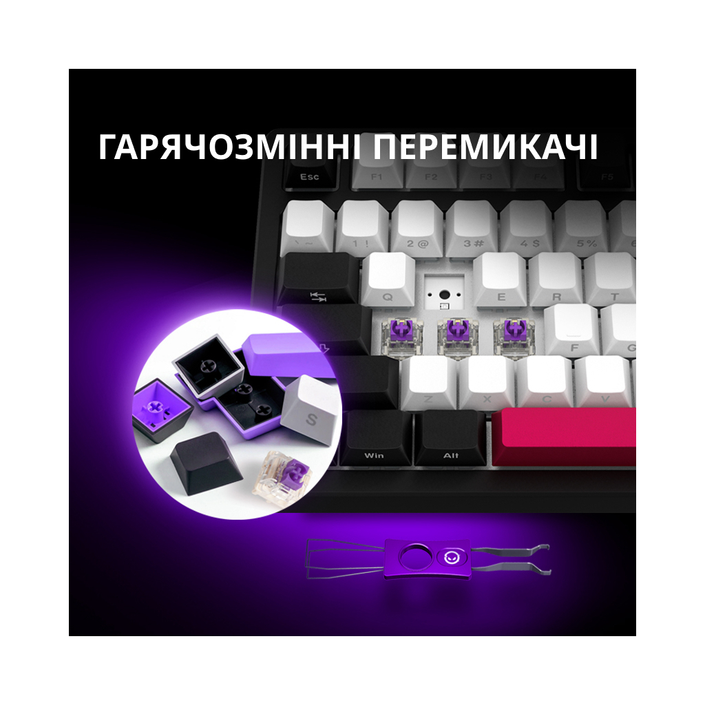 Клавіатура Lorgar KBP7075W Pro RGB Wireless/Bluetooth/USB UA Black/yellow (LRG-KBP7075W-YL-US)