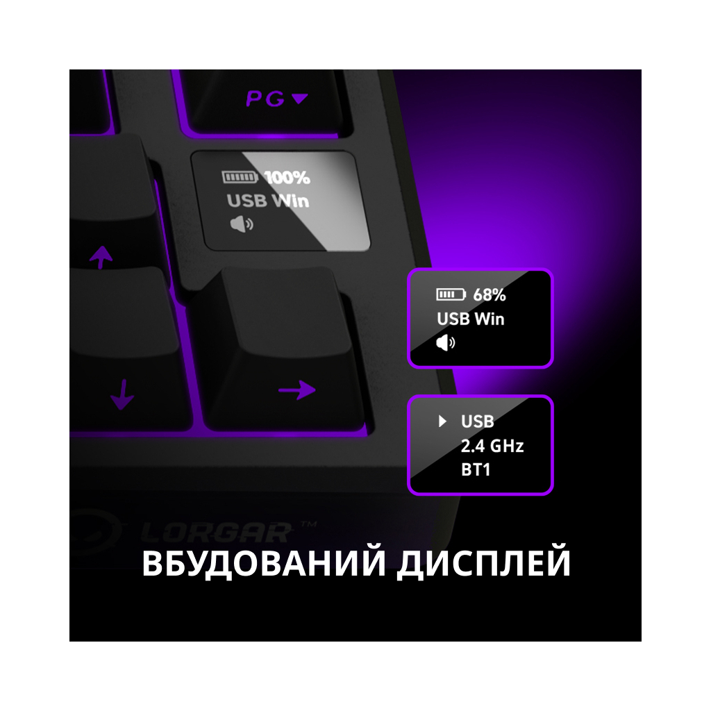 Клавіатура Lorgar KBP7075W Pro RGB Wireless/Bluetooth/USB UA Beige (LRG-KBP7075W-RT-US)