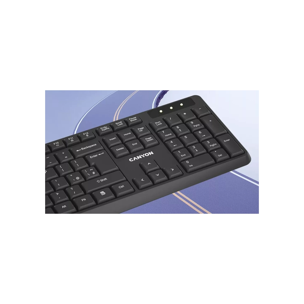 Клавіатура Canyon KB-W01 Water resistant Wireless UA Black (CNE-CKEYW01)