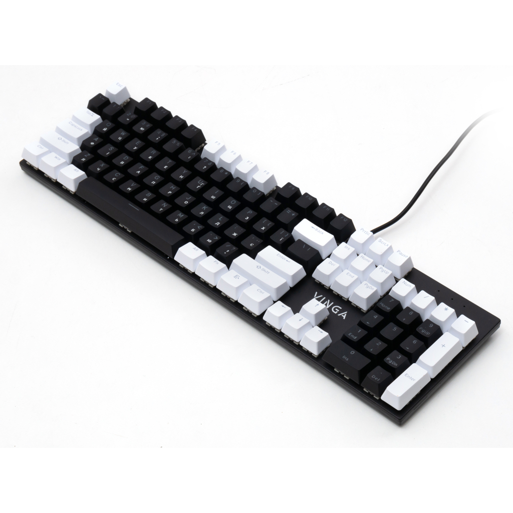 Клавіатура Vinga KBGM-095 LED Brown Switch USB White/Black (KBGM-095BR White/Black)