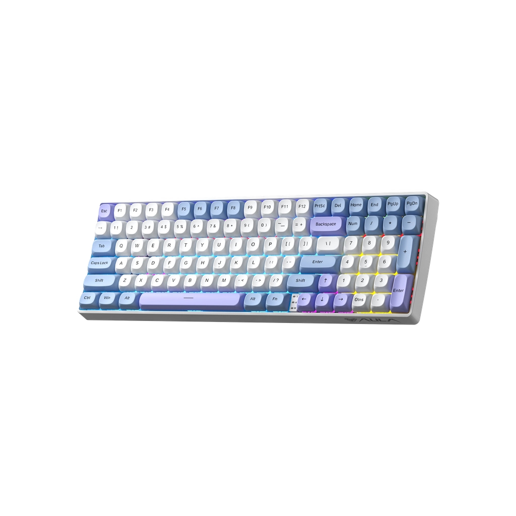 Клавіатура Aula S100pro RGB KRGD Red Switch Wireless/Bluetooth/Type-C UA White/Blue (6948391205762)