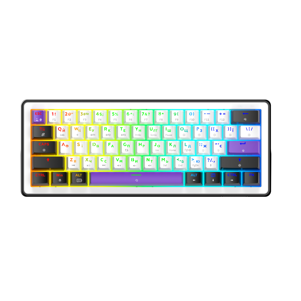 Клавіатура Hator Hellyberry HK60 Mechanical Linear RGB Wireless/Bluetooth/USB UA White/Violet (HK60_wireless)
