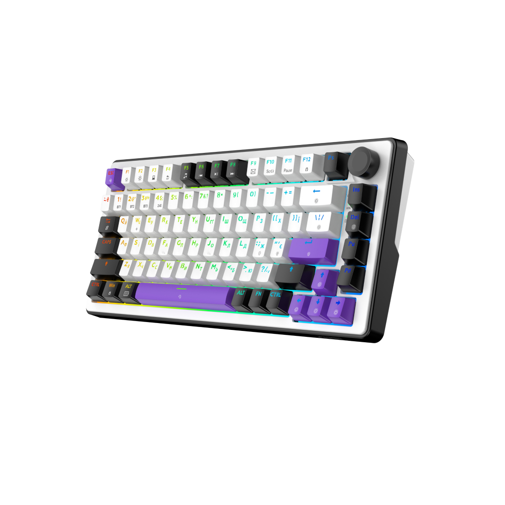 Клавіатура Hator Hellyberry HK75 Mechanical Linear RGB Wireless/Bluetooth/USB UA White/Violet (HK75_wireless)