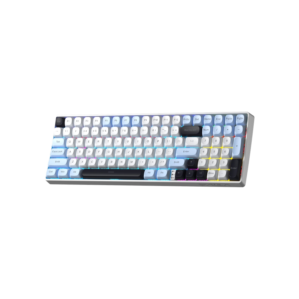 Клавіатура Aula S100pro RGB KRGD Brown Switch Wireless/Bluetooth/Type-C UA White/Black (6948391205755)