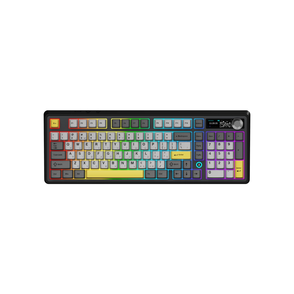 Клавіатура Ajazz AK980 V2 Maillard Switch Wireless/Bluetooth/USB UA Black/Grey/Yellow (AK980-V2-M-BGY)