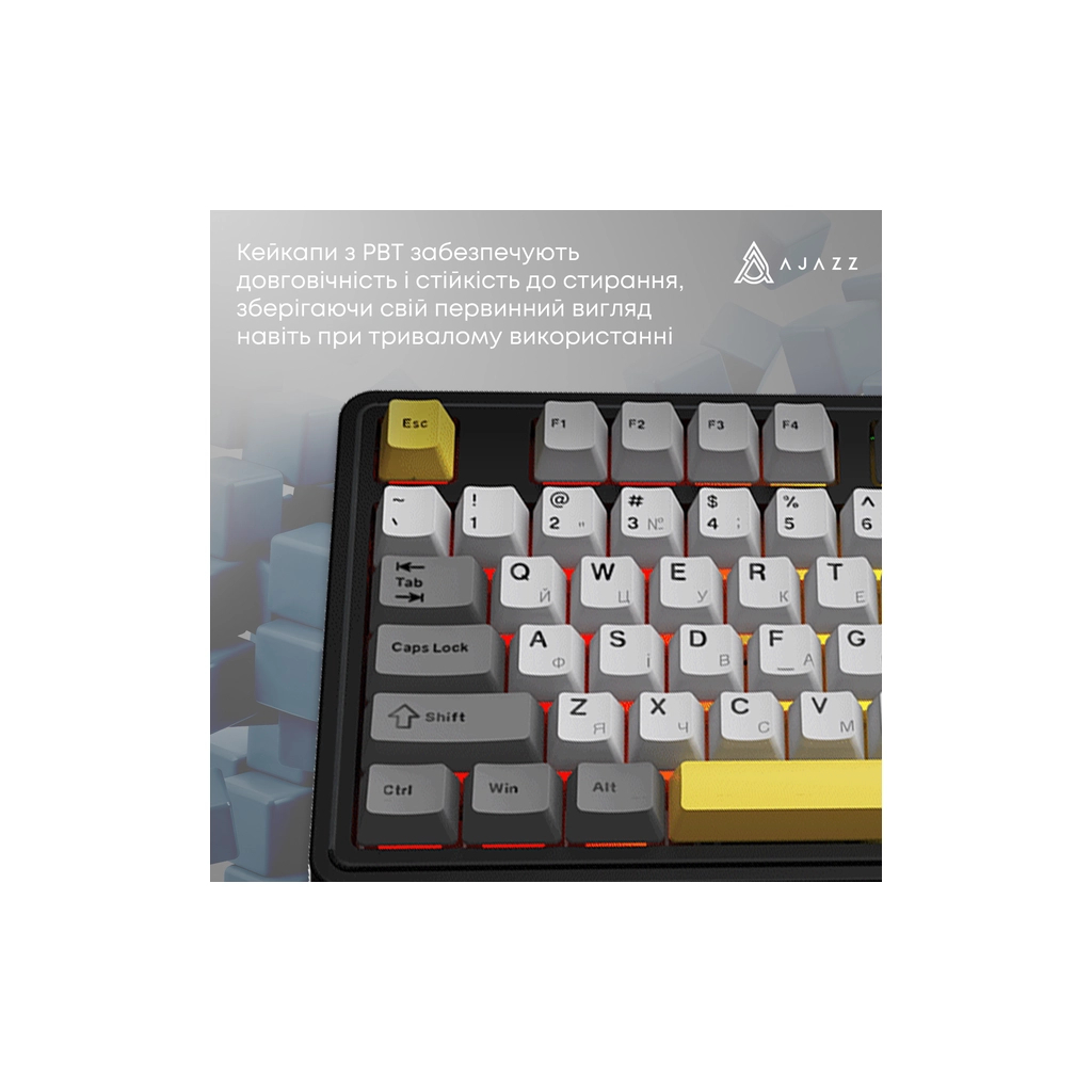 Клавіатура Ajazz AK980 V2 Maillard Switch Wireless/Bluetooth/USB UA Black/Grey/Yellow (AK980-V2-M-BGY)