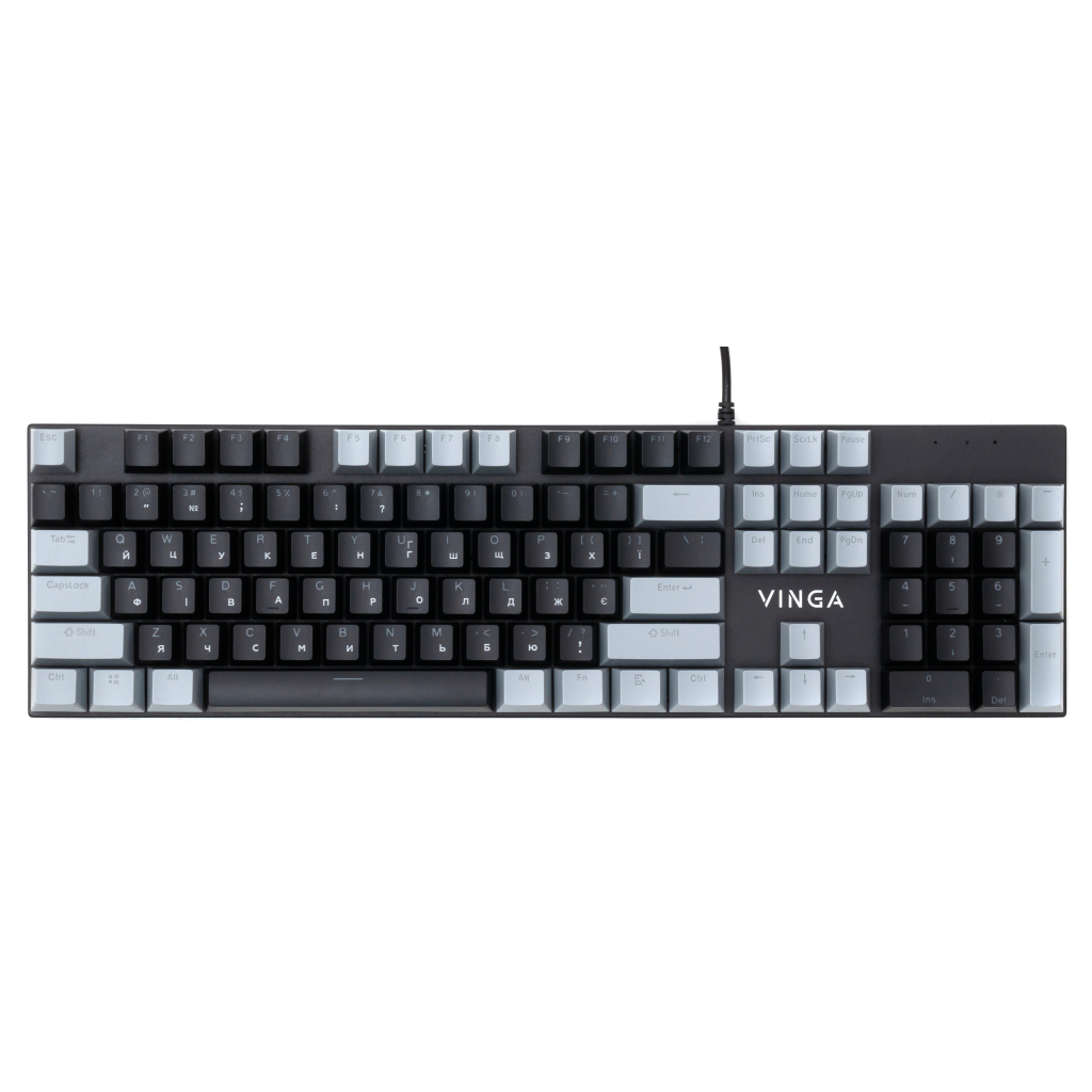 Клавіатура Vinga KBGM-090 LED Blue Switch USB Grey/Black (KBGM-090BL Grey/Black)