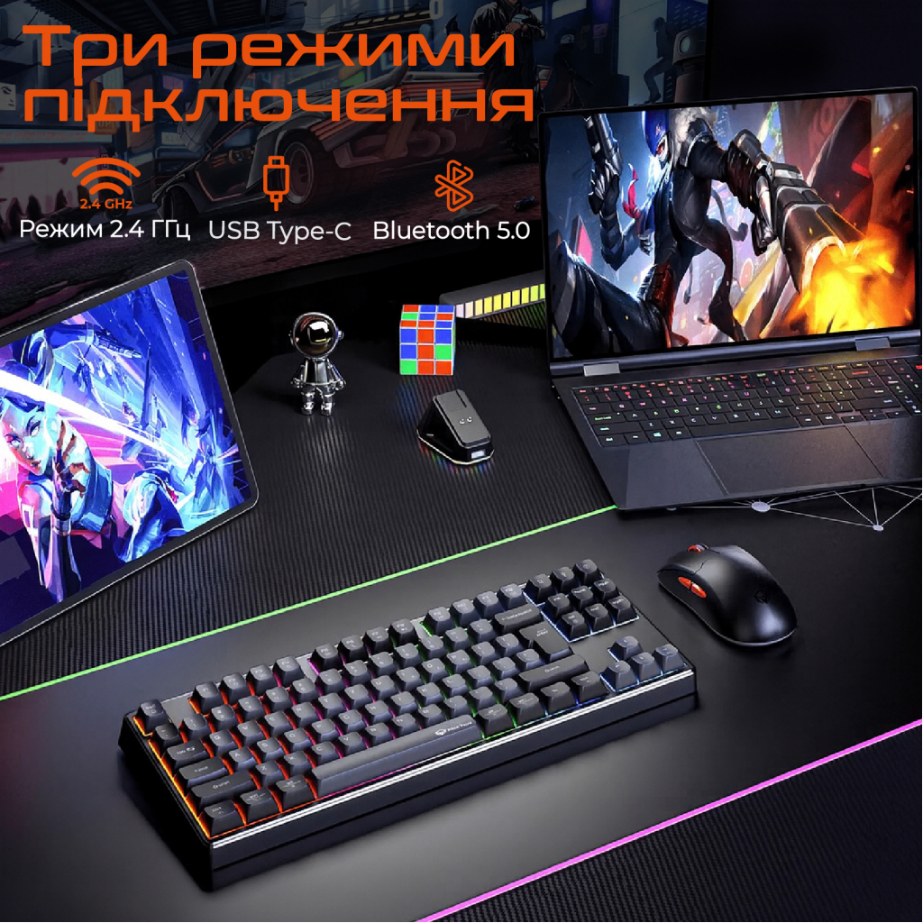 Клавіатура Meetion MK14 Bluetooth/USB Type-C Black (MT-MK14-A-RUA)