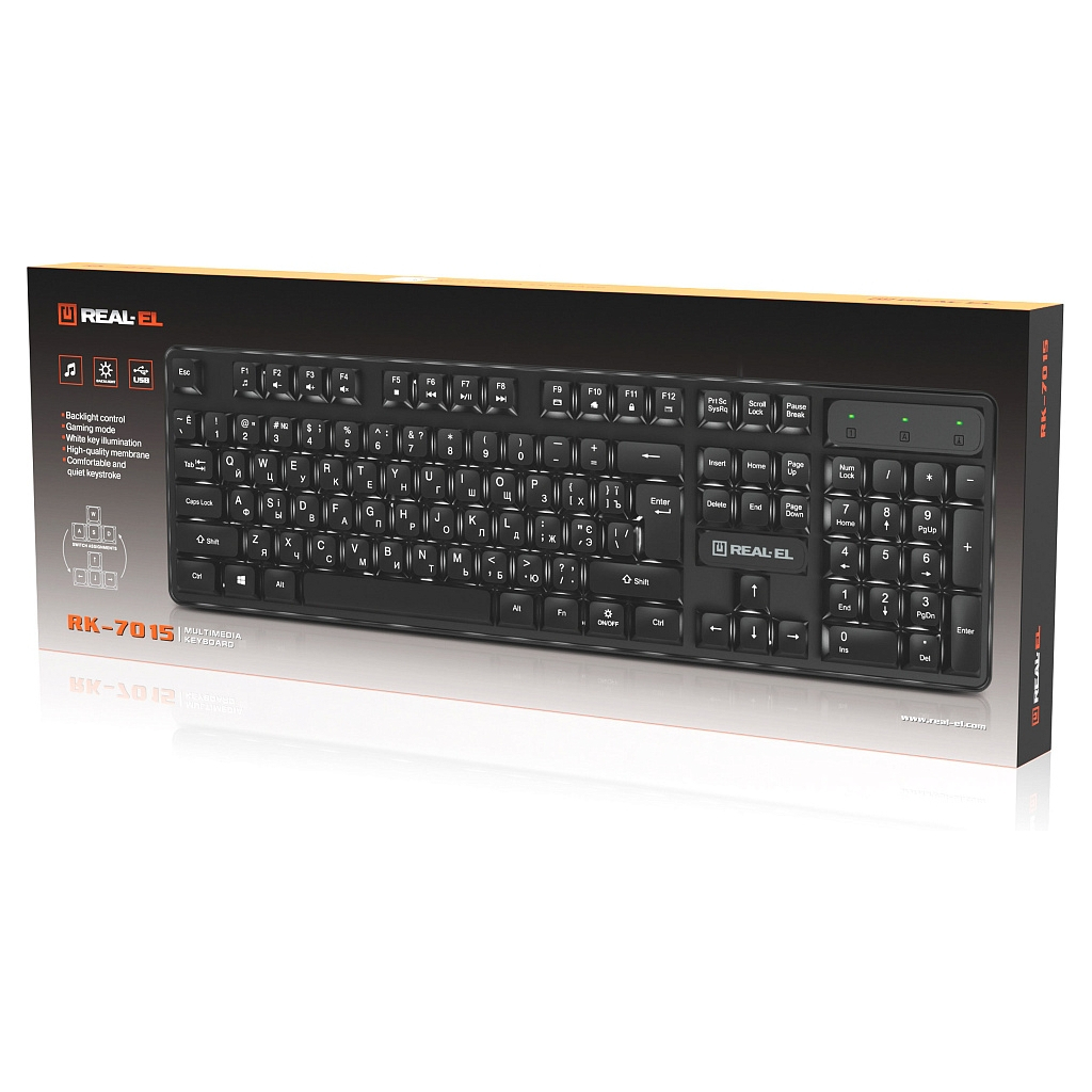 Клавіатура REAL-EL RK-7015 USB Black (EL123100049)
