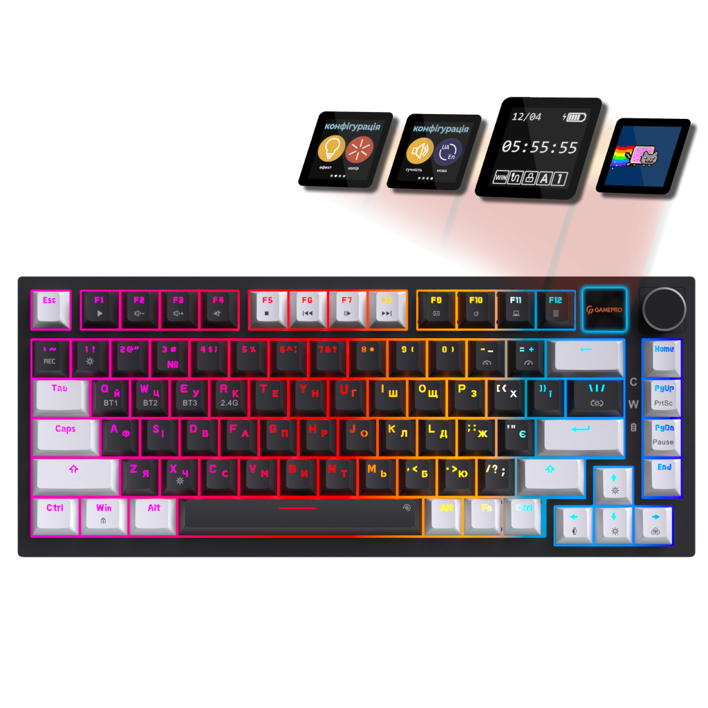 Клавіатура GamePro Asgard Valhalla Pro MK160B-D-Pro Rainy Switch Wireless/Bluetooth/USB UA Black (MK160B-D-Pro)