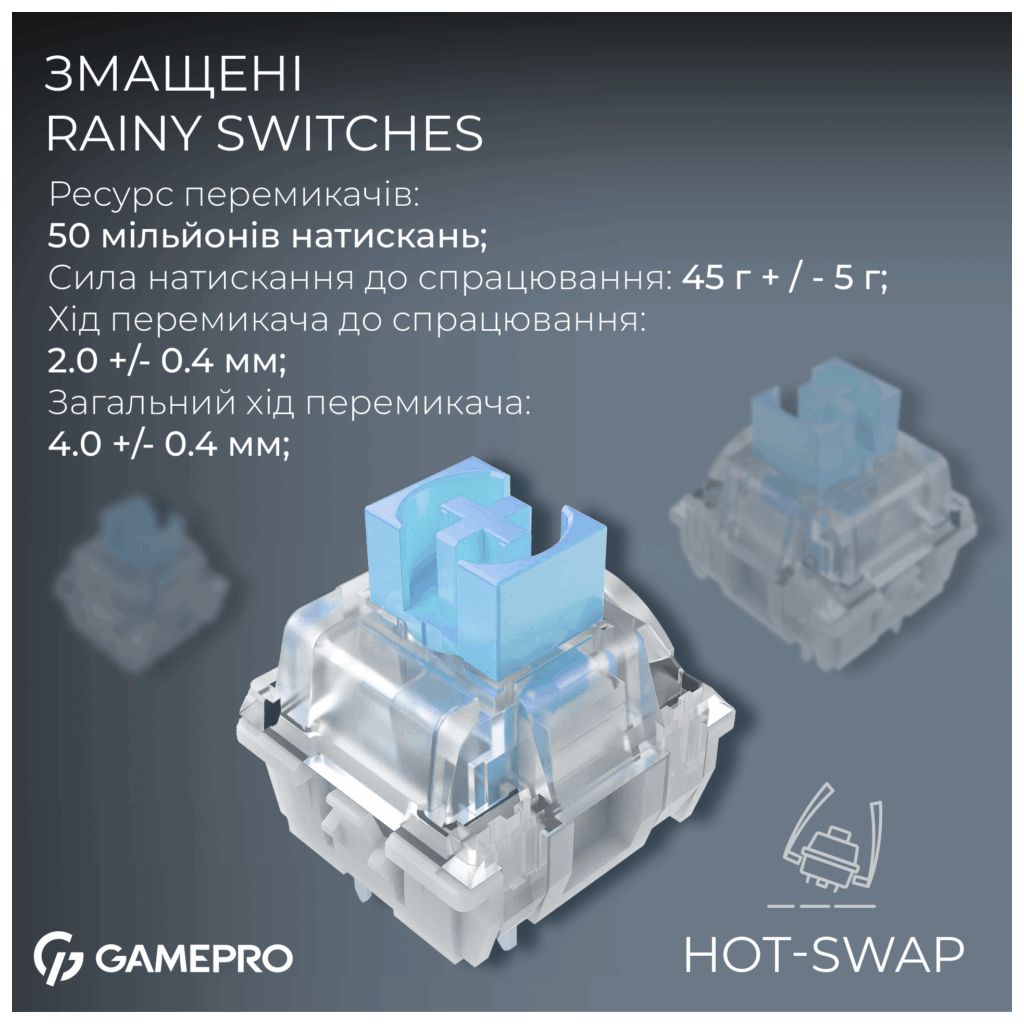 Клавіатура GamePro Asgard Valhalla Pro MK160B-D-Pro Rainy Switch Wireless/Bluetooth/USB UA Black (MK160B-D-Pro)