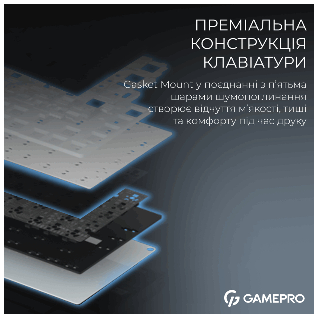 Клавіатура GamePro Asgard Valhalla Pro MK160B-D-Pro Rainy Switch Wireless/Bluetooth/USB UA Black (MK160B-D-Pro)