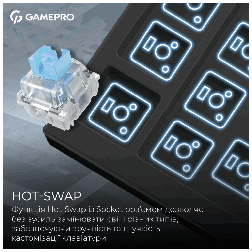 Клавіатура GamePro Asgard Valhalla Pro MK160B-D-Pro Rainy Switch Wireless/Bluetooth/USB UA Black (MK160B-D-Pro)