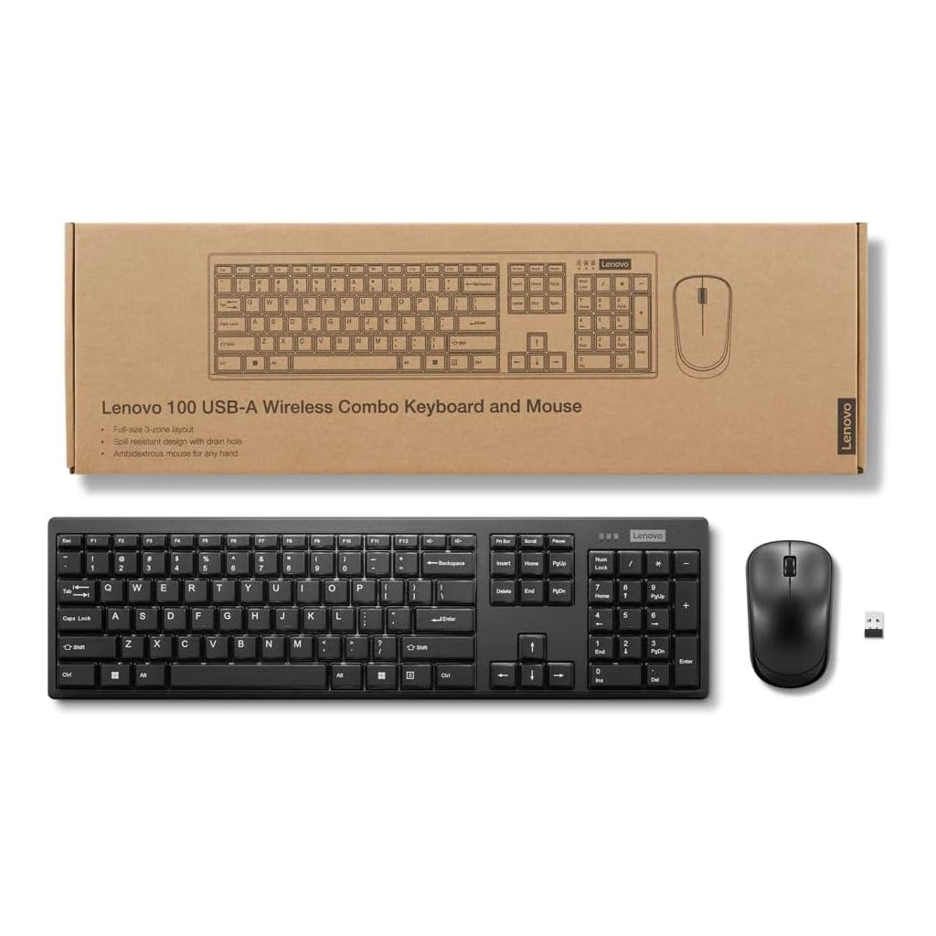 Клавіатура Lenovo 100 Wireless UA Black (GX31Q28916)