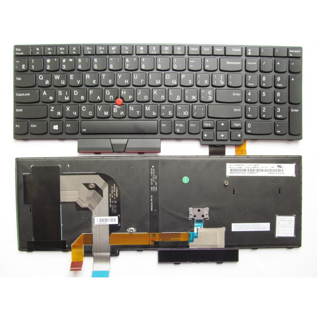 Клавіатура ноутбука Lenovo ThinkPad T570/P51S черная с черной,трек,подсв (A46079)