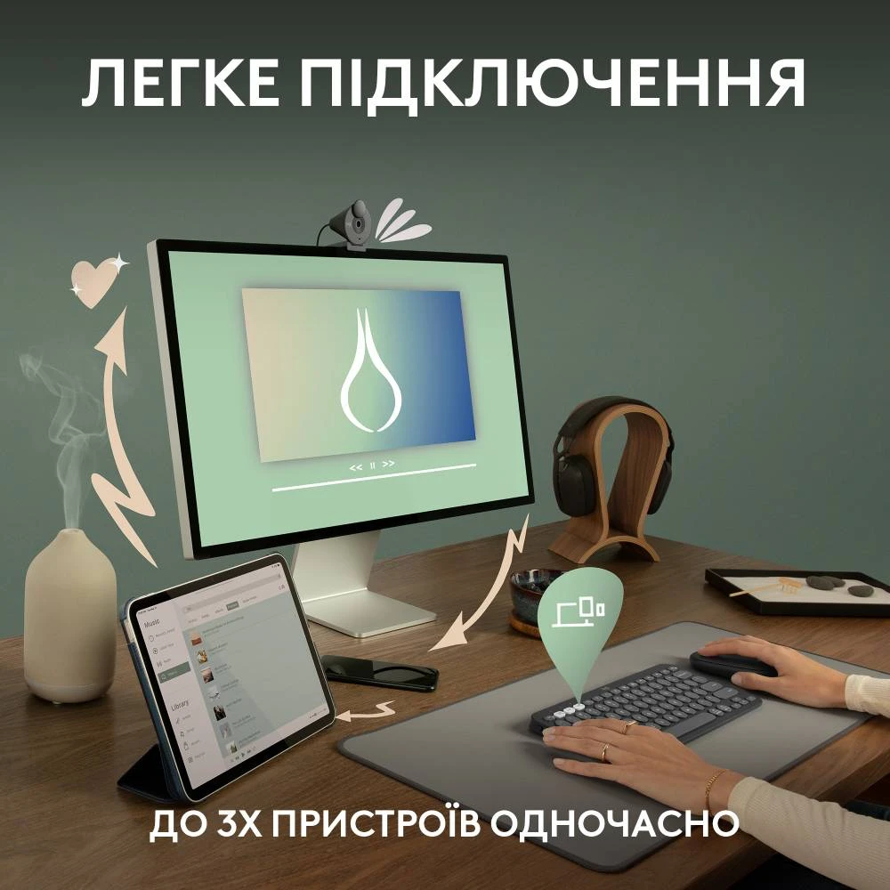 Клавіатура Logitech K380s Pebble Keys 2 Tonal White 