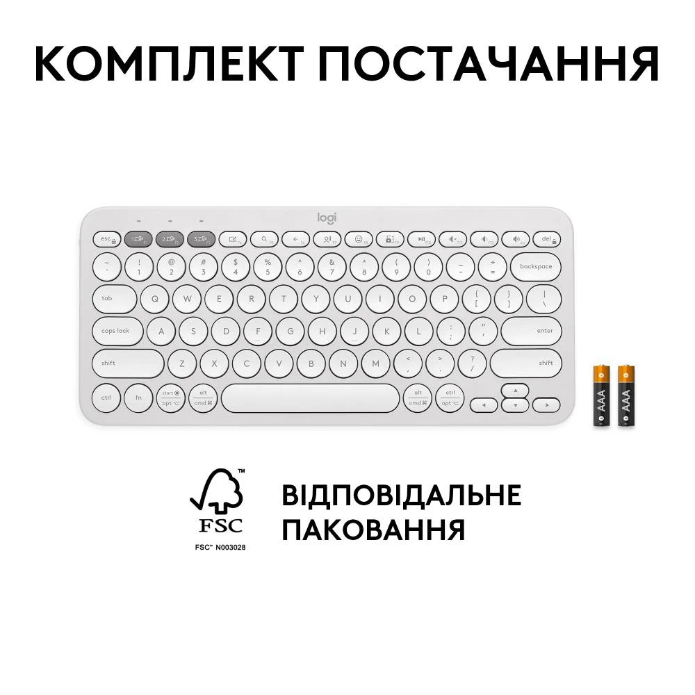 Клавіатура Logitech K380s Pebble Keys 2 Tonal White 