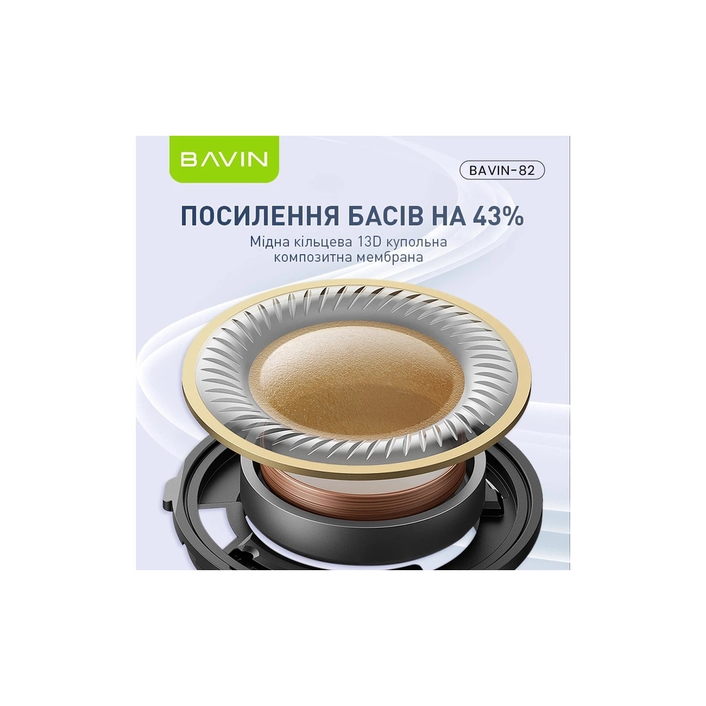 Навушники BAVIN BAVIN-82 Hi-Res LCD Tough White (HB-BA-82-WH)