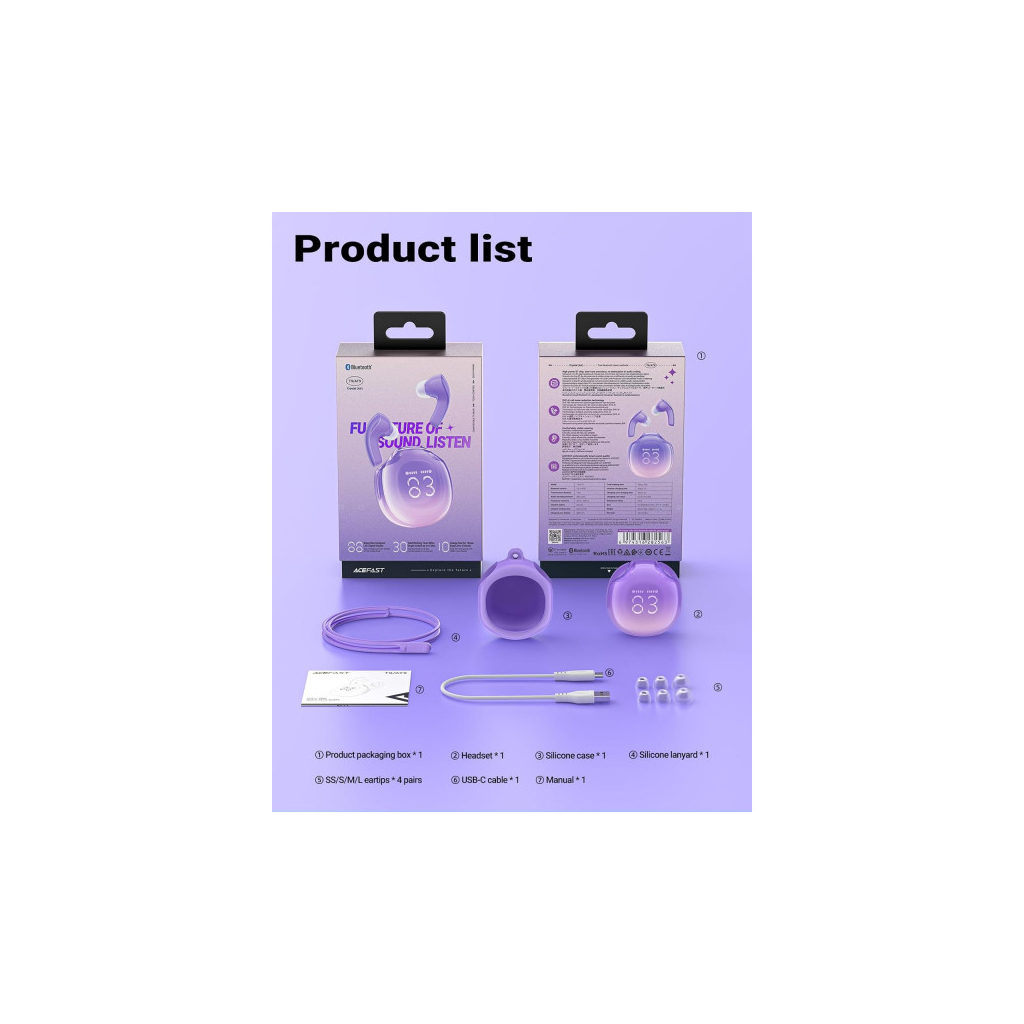 Навушники Acefast T9 Grape Purple (6974316282563)