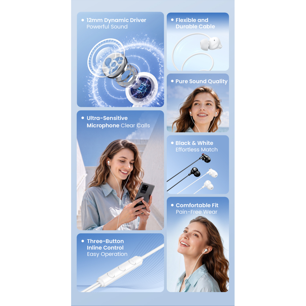 Навушники Vention Echo Lite 3.5mm In-Ear Wired White (GBAWAV)