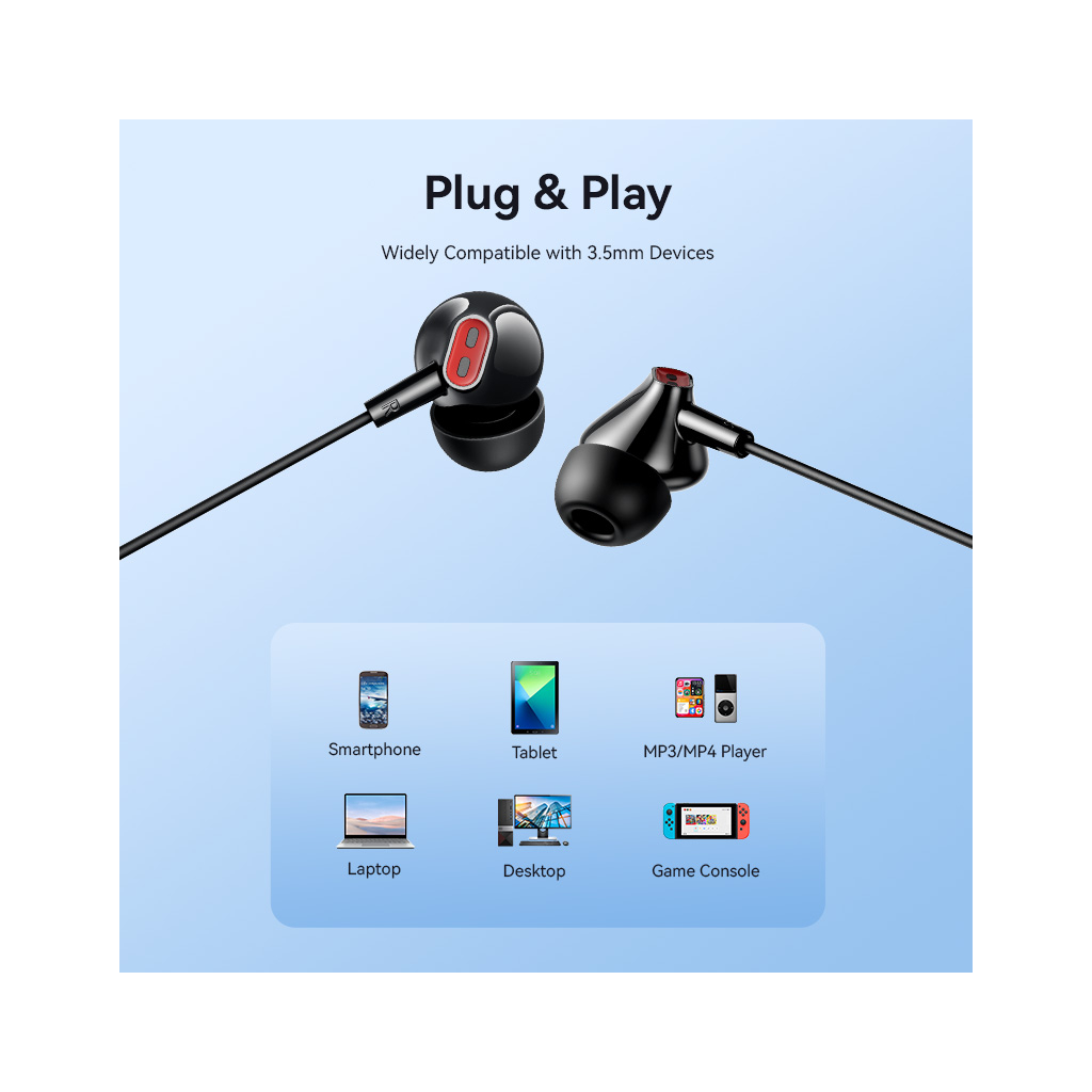 Навушники Vention Echo Lite 3.5mm In-Ear Wired Black (GBABAV)