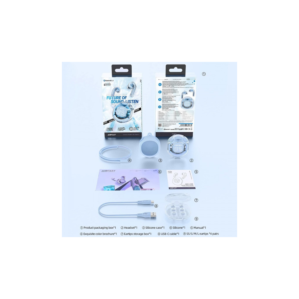 Навушники Acefast T8 Ice Blue (6974316282235)