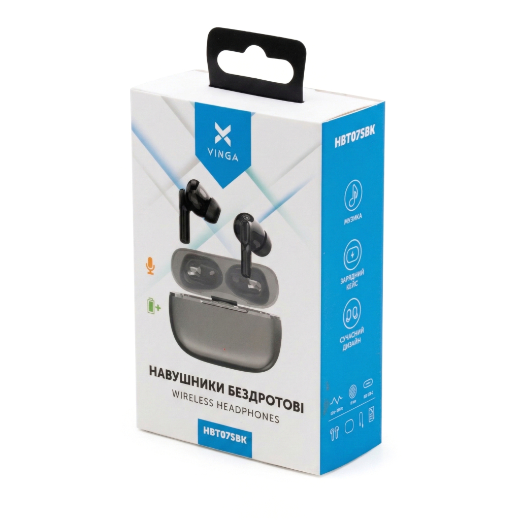 Навушники Vinga HBT075 Bluetooth Black (HBT075BK)