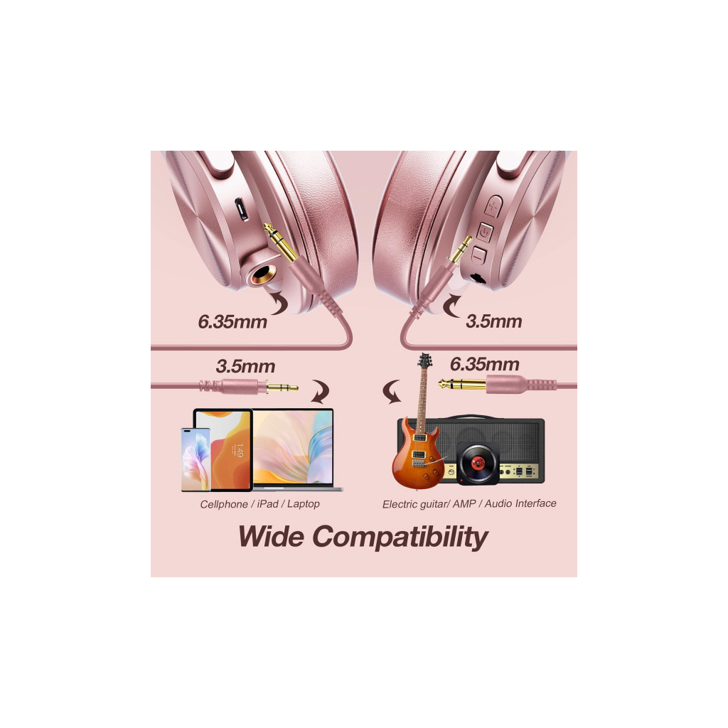 Навушники OneOdio Fusion A70 Bluetooth+3,5мм/6,35мм Rose/Gold (A70 Rose Gold)