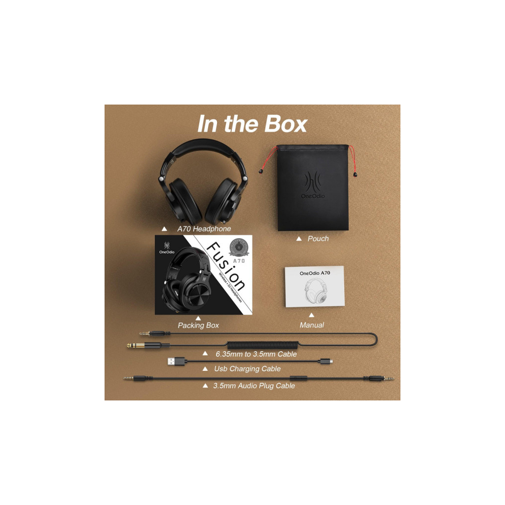 Навушники OneOdio Fusion A70 Bluetooth+3,5мм/6,35мм Black (A70 Black)