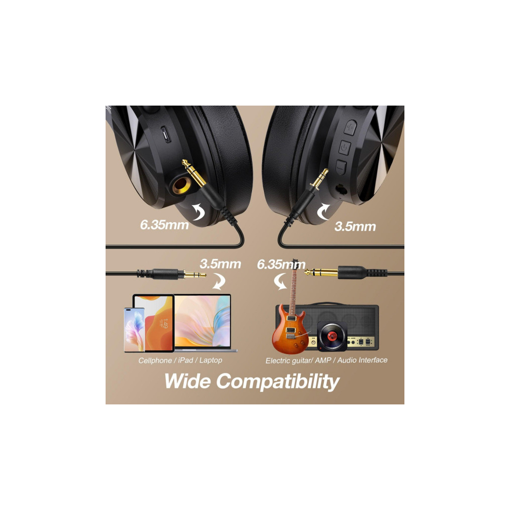 Навушники OneOdio Fusion A70 Bluetooth+3,5мм/6,35мм Black (A70 Black)