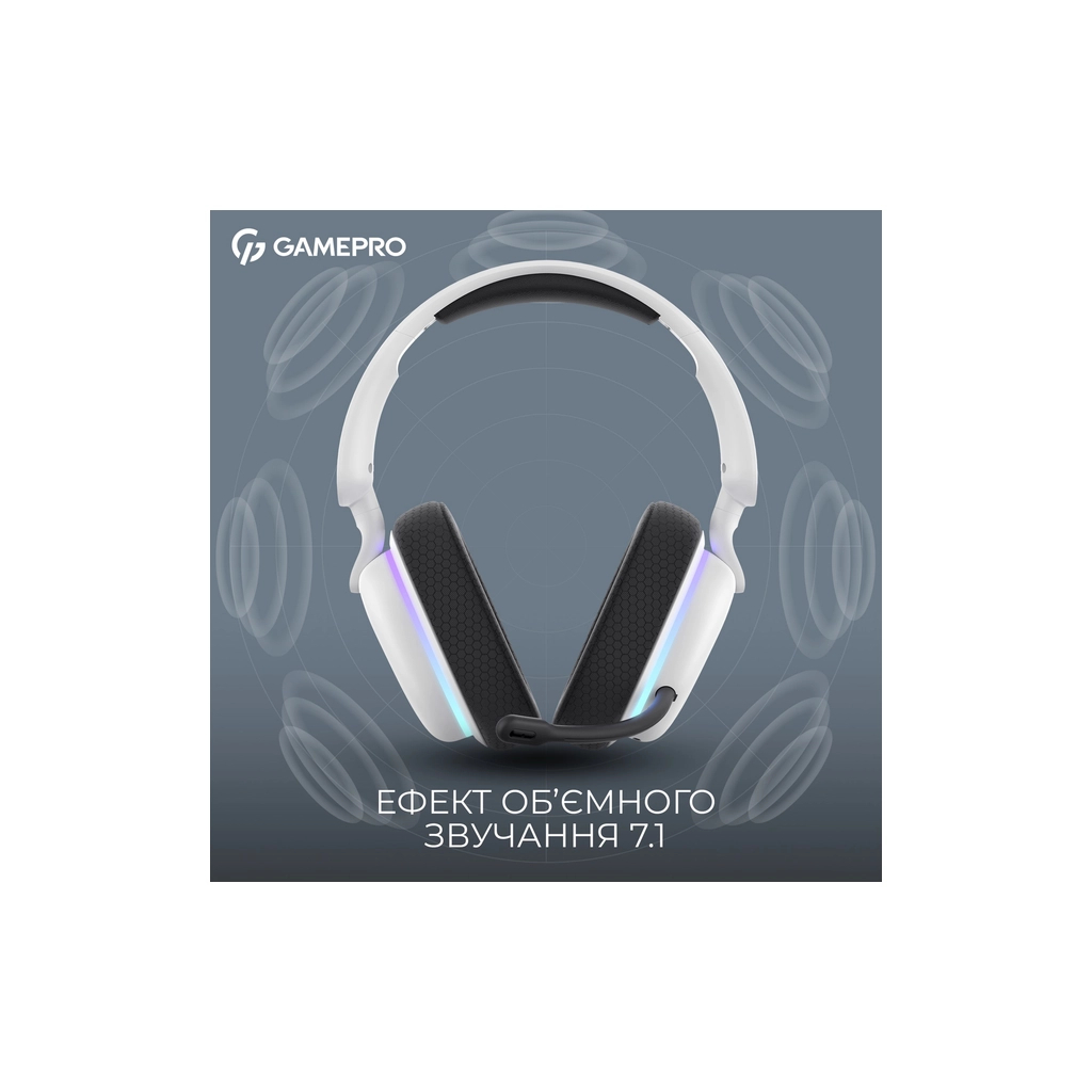 Навушники GamePro Asgard Bragi 7.1 RGB Tri-Mod White (HSW250W)