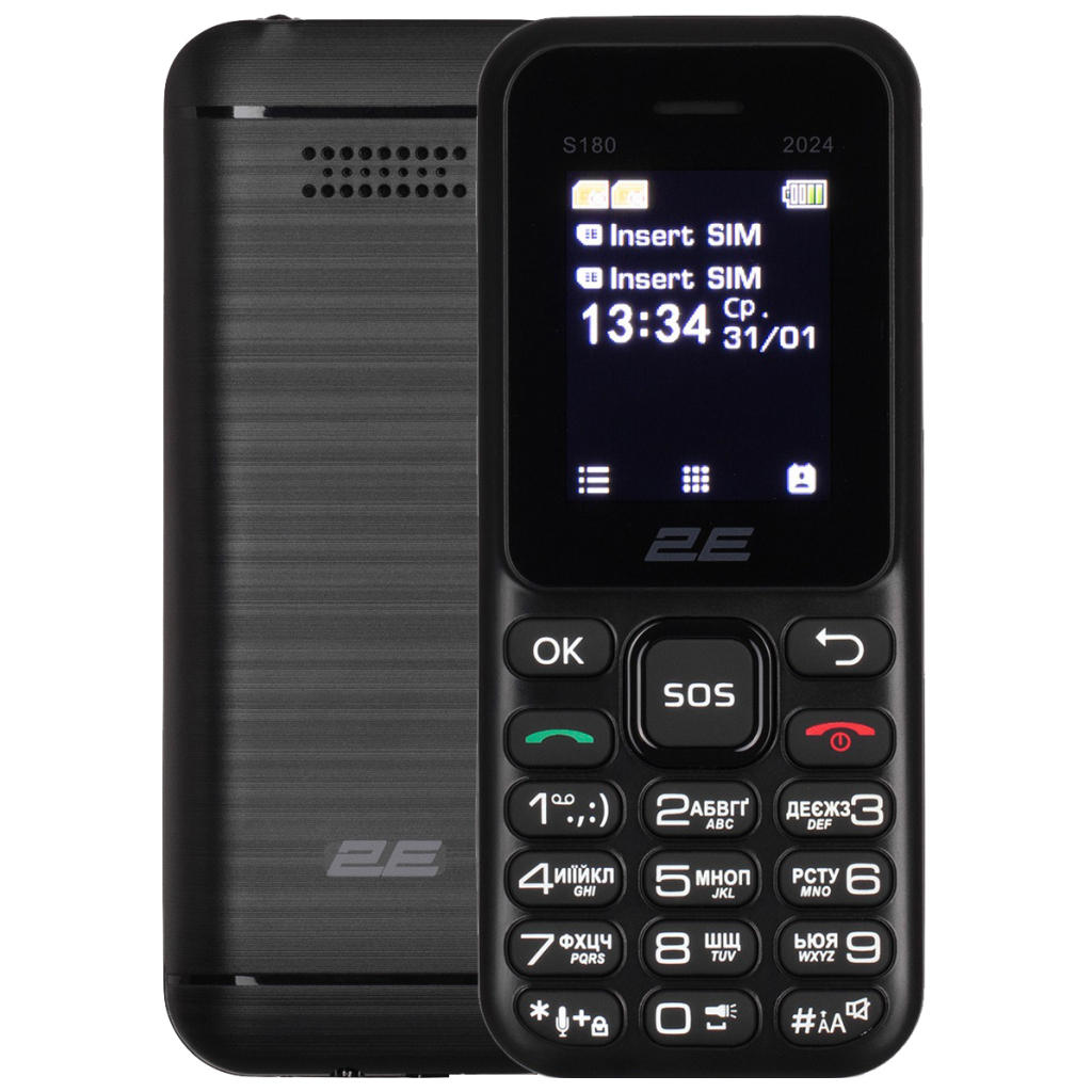 Мобільний телефон 2E S180 2024 Black (694743653885)