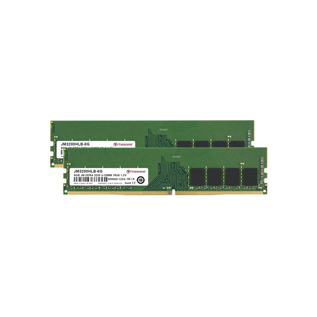 Модуль пам'яті для комп'ютера DDR4 16GB (2x8GB) 3200 MHz Transcend (JM3200HLB-16G)