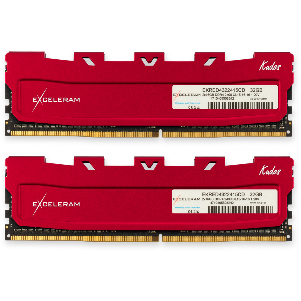 Модуль пам'яті для комп'ютера DDR4 32GB (2x16GB) 2400 MHz Red Kudos eXceleram (EKRED4322415CD)